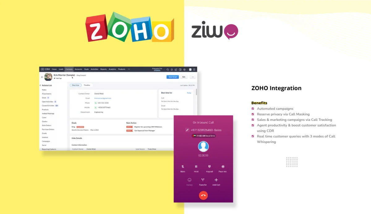 Zoho integration with Ziwo
